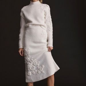 Anthropologie Floral sweater skirt set NWT XS